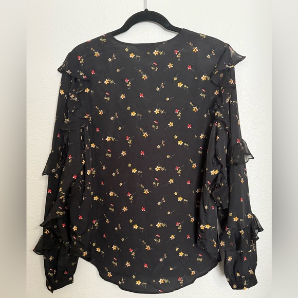 LAUREN RALPH LAUREN Women's Floral Print Ruffled Keyhole Blouse Shirt Top - Picture 7 of 9